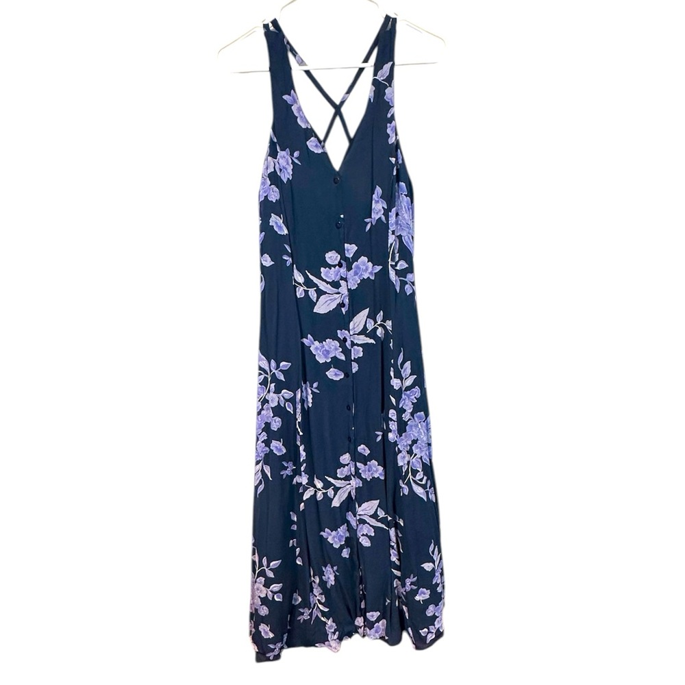Vintage Together floral navy blue sleeveless vneck dress size 16